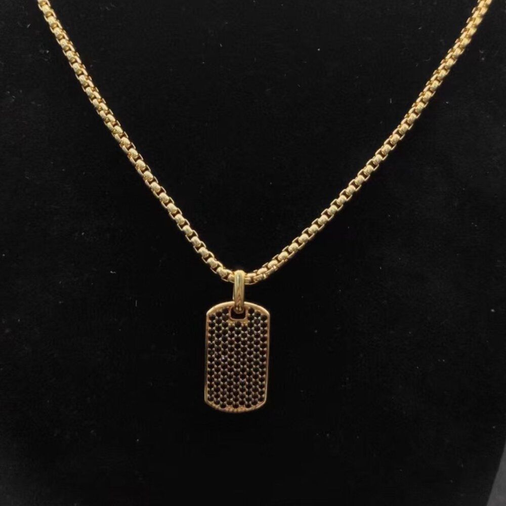 David Yurman Gold Chevron Tag Necklace